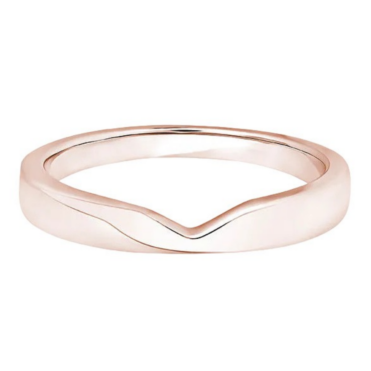 Shaped Rose Gold Ring, Cutout Plain Band | SB1008