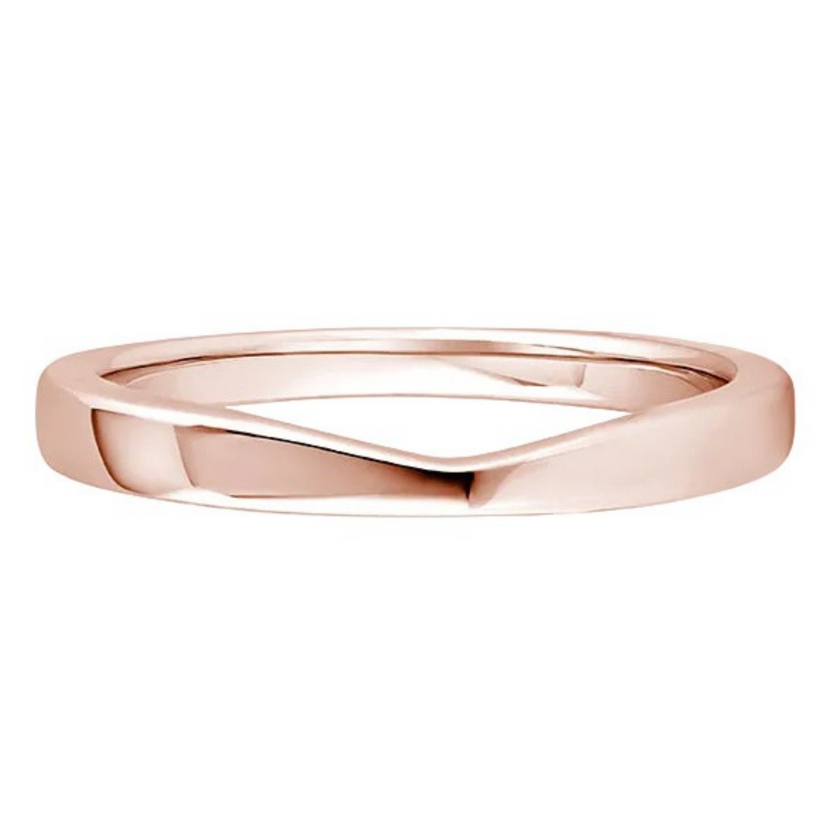 Shaped Rose Gold Ring, Curved Plain Band | SB1006