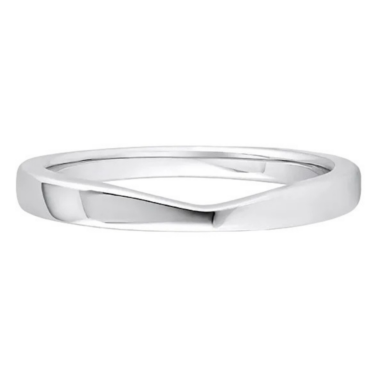 Shaped White Gold Ring, Cutout Plain Band | SB1007