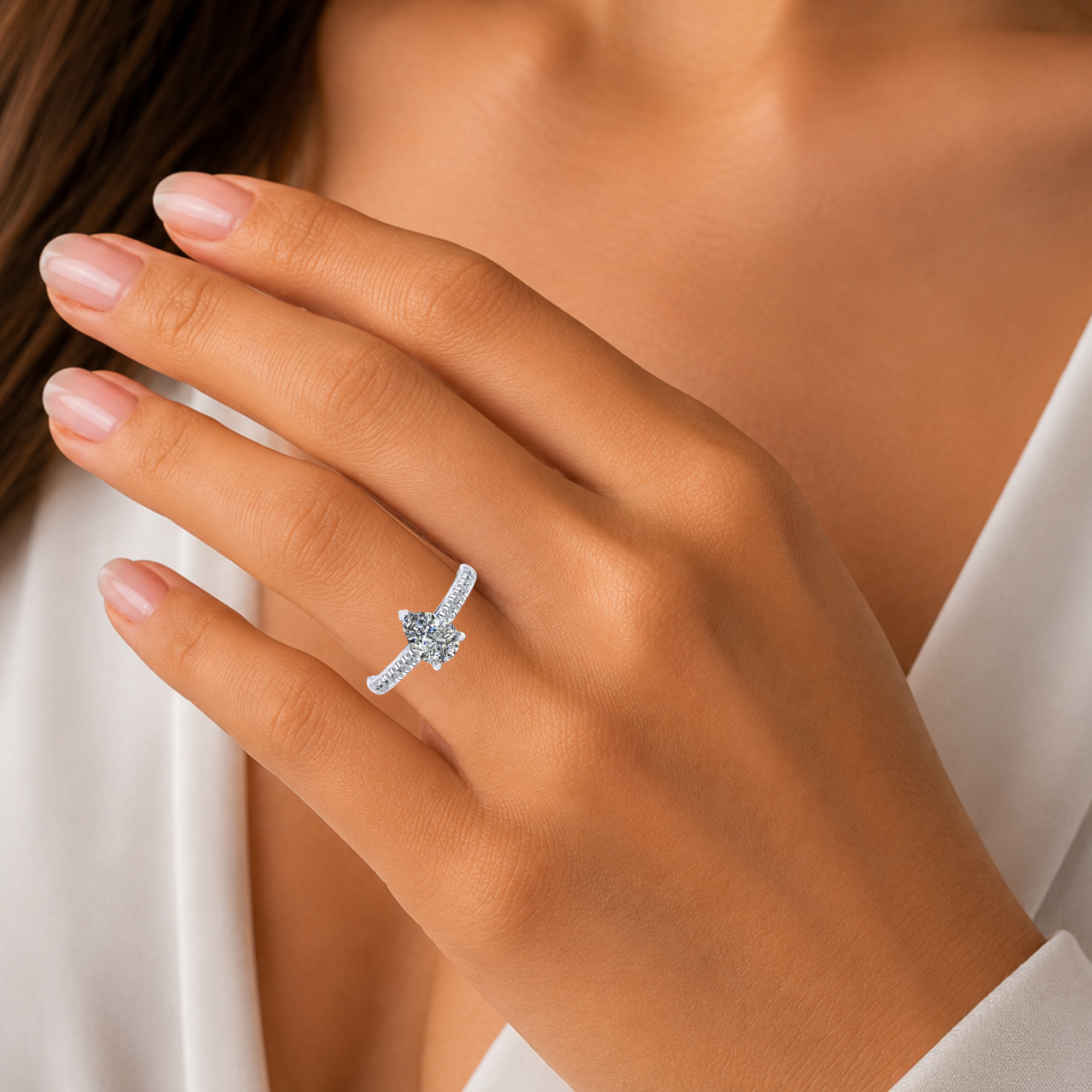 Pear Cut Diamond Engagement Ring, Micro Shoulder Set Straight | RX6237