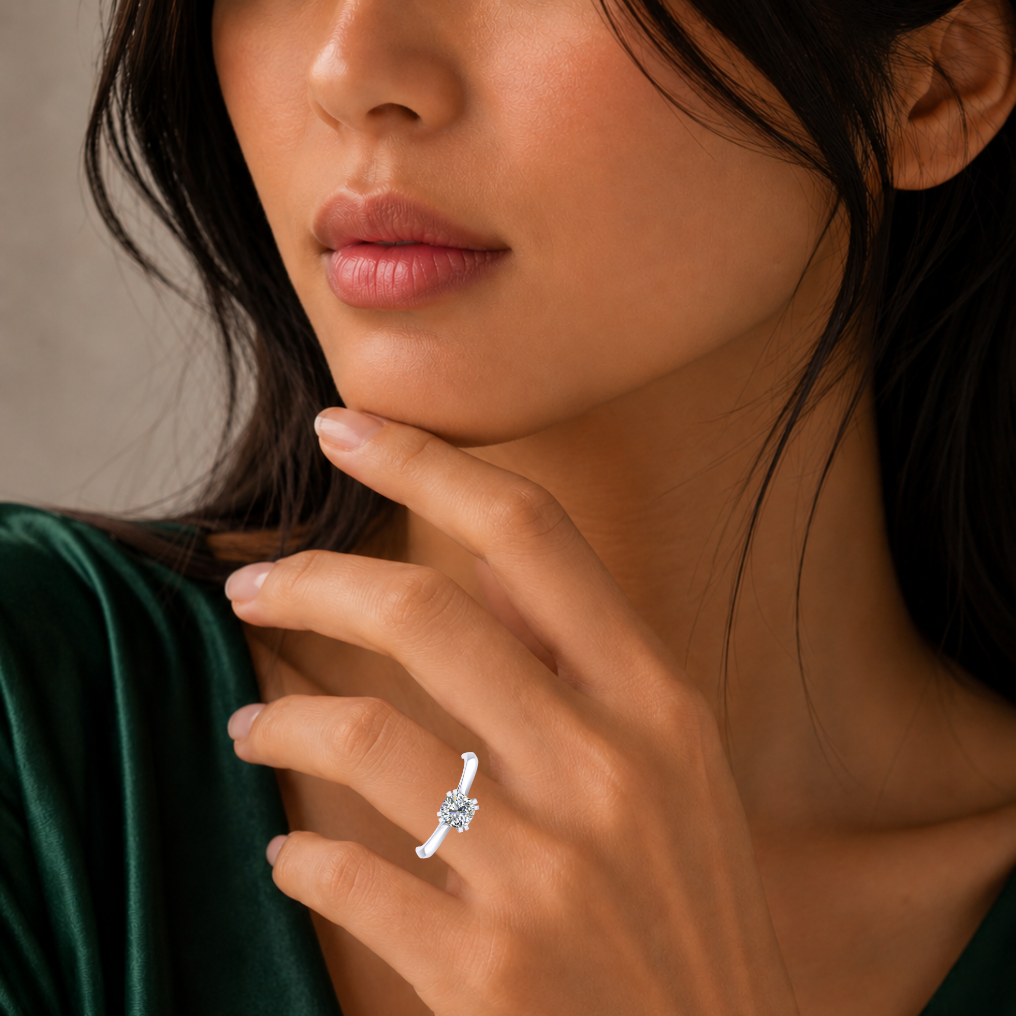 Cushion Diamond Engagement Ring, Knife Edge Solitaire