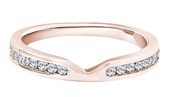 Round Diamond Rose Gold Ring, Cutout Channel Half Eternity | ET1244