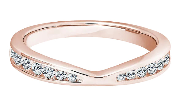 Round Diamond Rose Gold Ring, Cutout Channel Half Eternity | ET1245