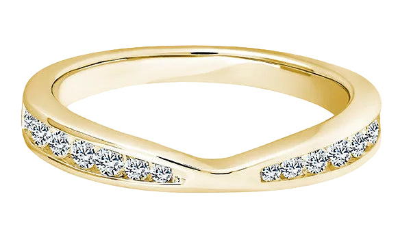 Round Diamond Yellow Gold Ring, Cutout Channel Half Eternity | ET1245