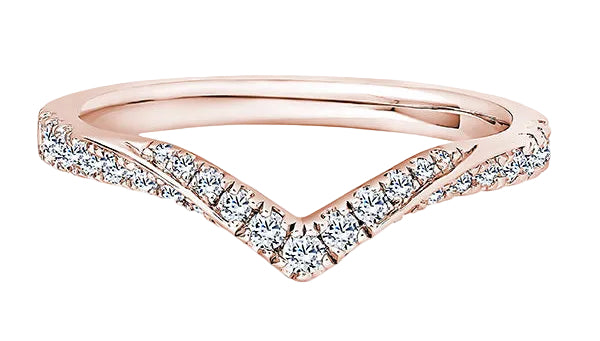 Round Diamond Ring, V Shaped Micro Set Half Eternity | ET1253