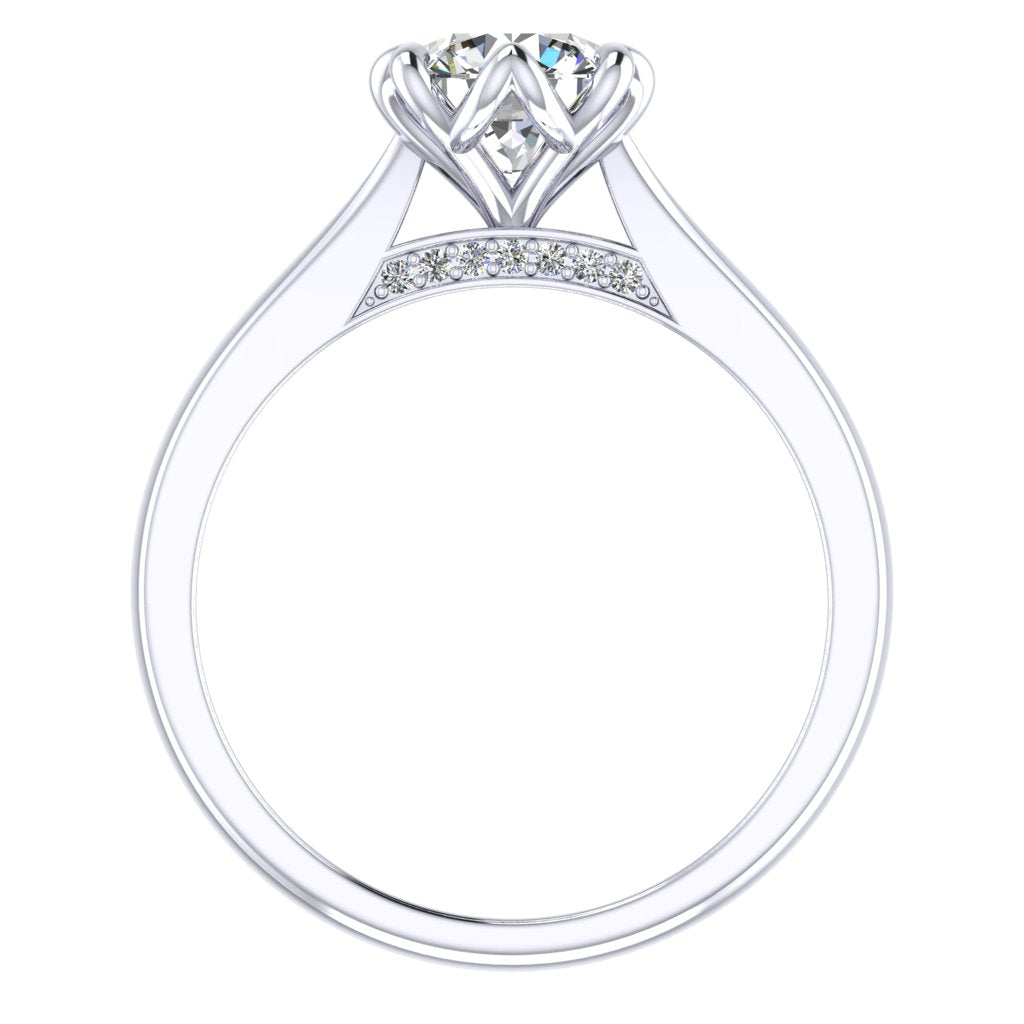 Round Solitaire Platinum Ring, Fancy Lotus Bridge Set | SMR