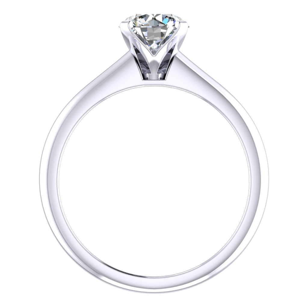 Round Solitaire White Gold Ring, Raised 4 Prong | SMR