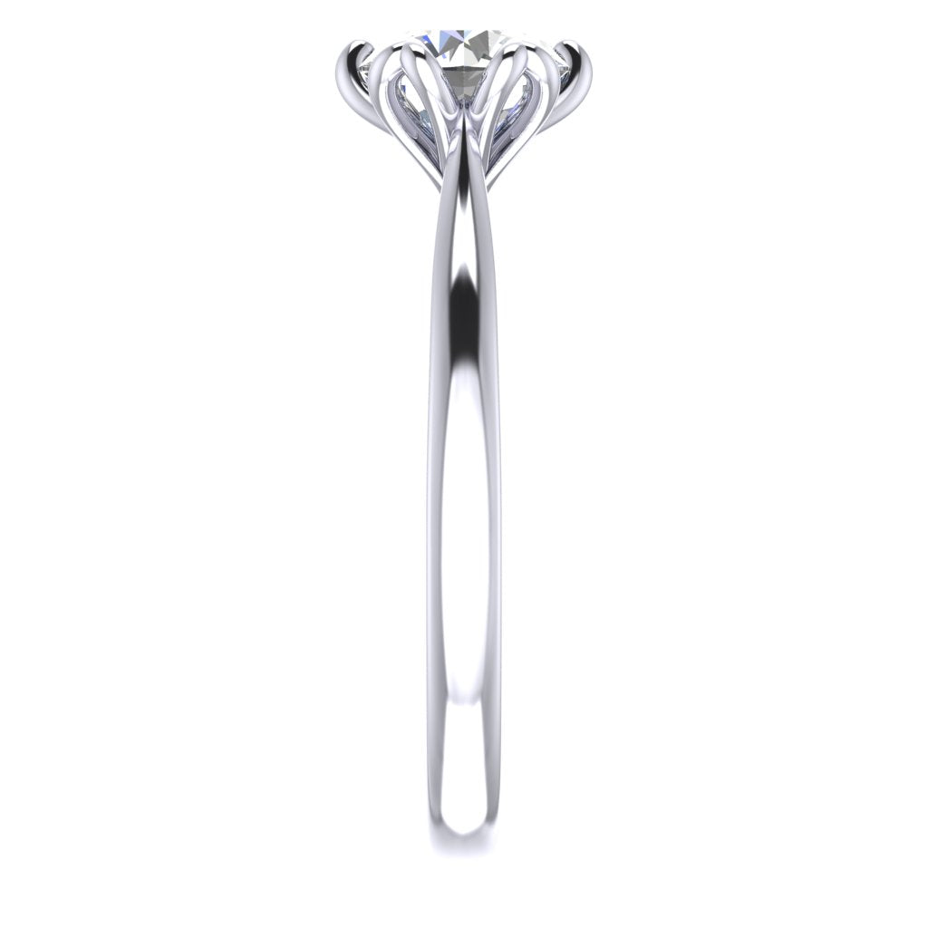 Round Solitaire Platinum Ring, Fancy Lotus Bridge Set | SMR