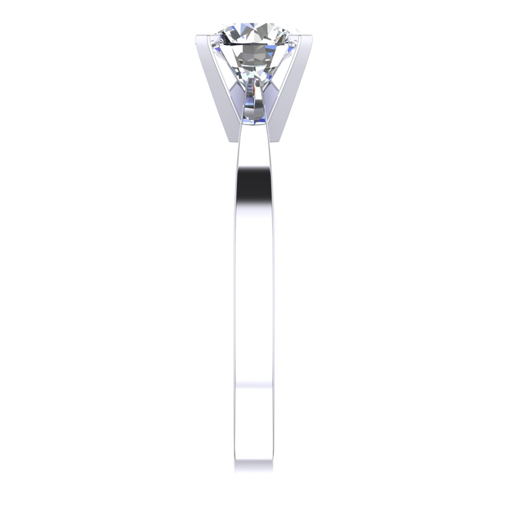 Round Solitaire White Gold Ring, Peghead 4 Prong | LGR