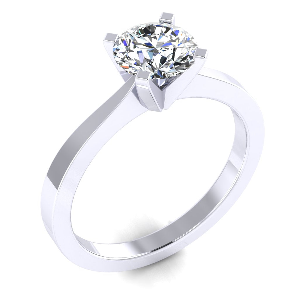 Round Solitaire White Gold Ring, Peghead 4 Prong | LGR