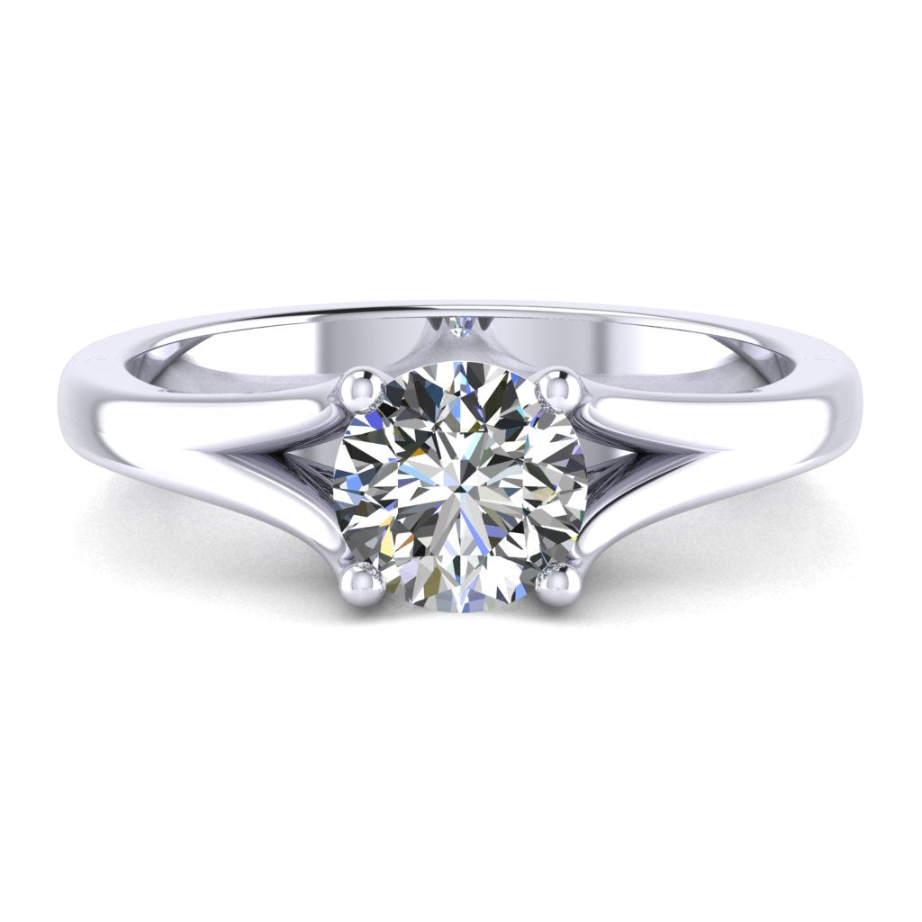 Round Solitaire White Gold Ring, Split 4 Prong | LGR