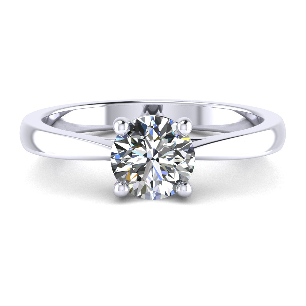 Round Solitaire White Gold Ring, Cross Over 4 Prong | LGR