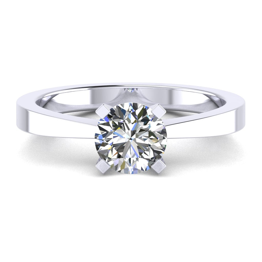 Round Solitaire Platinum Ring, Peghead 4 Prong | LGR