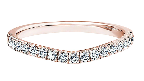 Round Diamond Rose Gold Ring, Curved Micro Set Half Eternity | ET1248