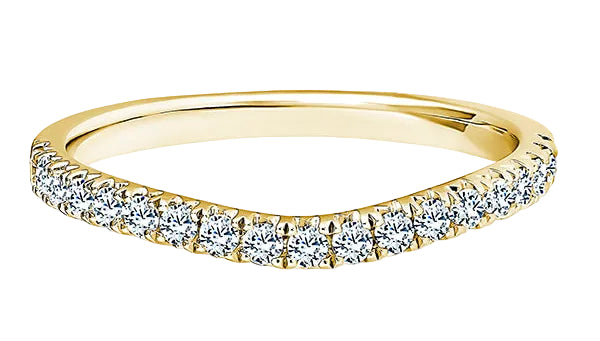 Round Diamond Yellow Gold Ring, Curved Micro Set Half Eternity | ET1248