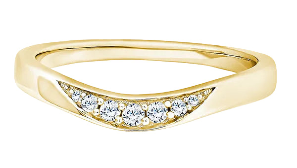 Round Diamond Yellow Gold Ring, Curved Grain Set Half Eternity | ET1249