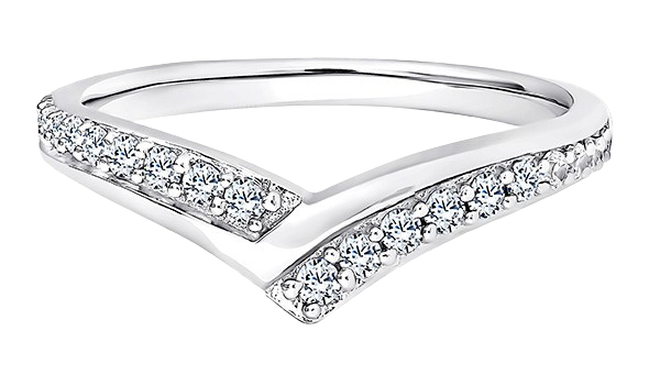 Round Diamond White Gold Ring, Fancy Wishbone Half Eternity | ET1240