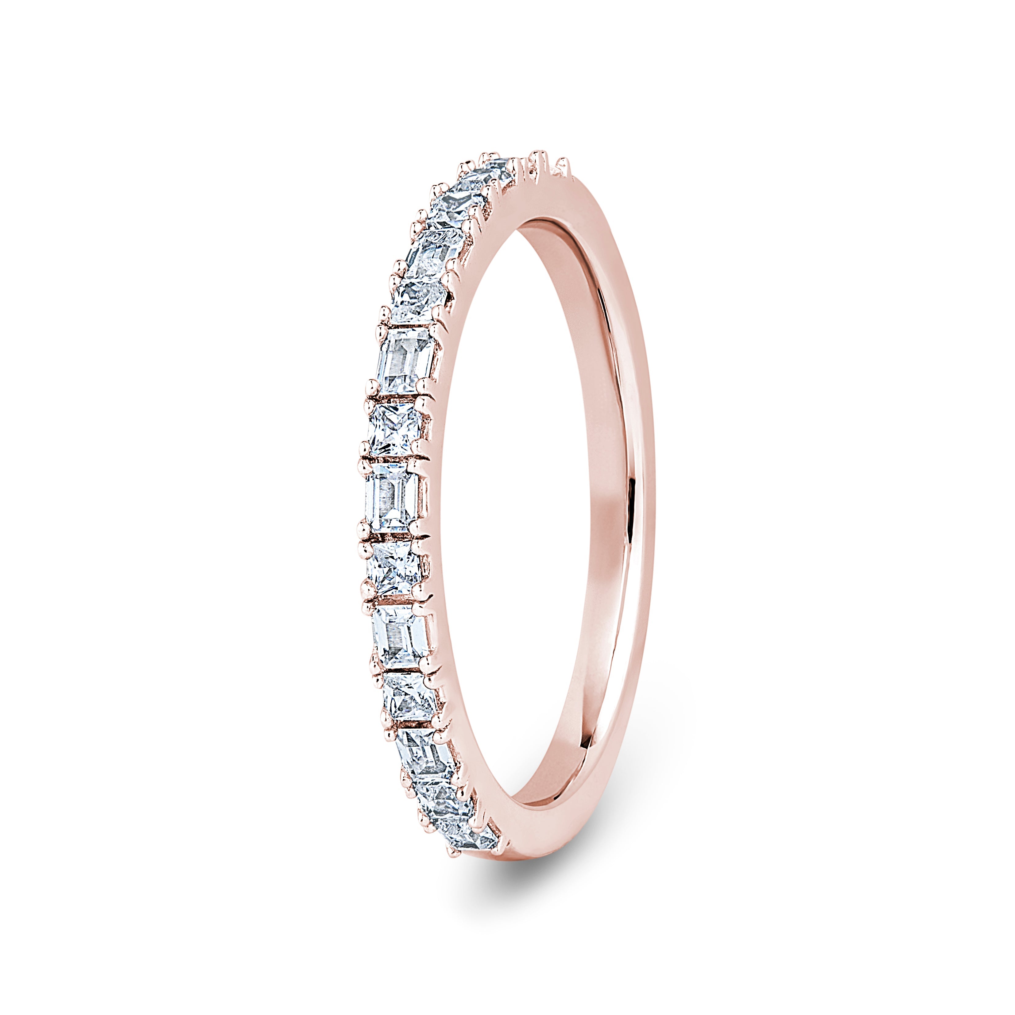 Princess & Baguette, 4 Prong, Rose Gold Half Set Eternity Ring