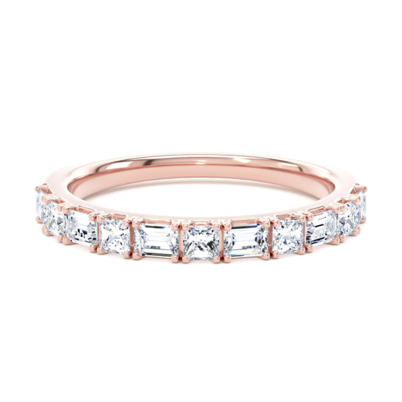 Princess & Baguette Diamond Ring, Prong Set Half Eternity Ring | ET1210