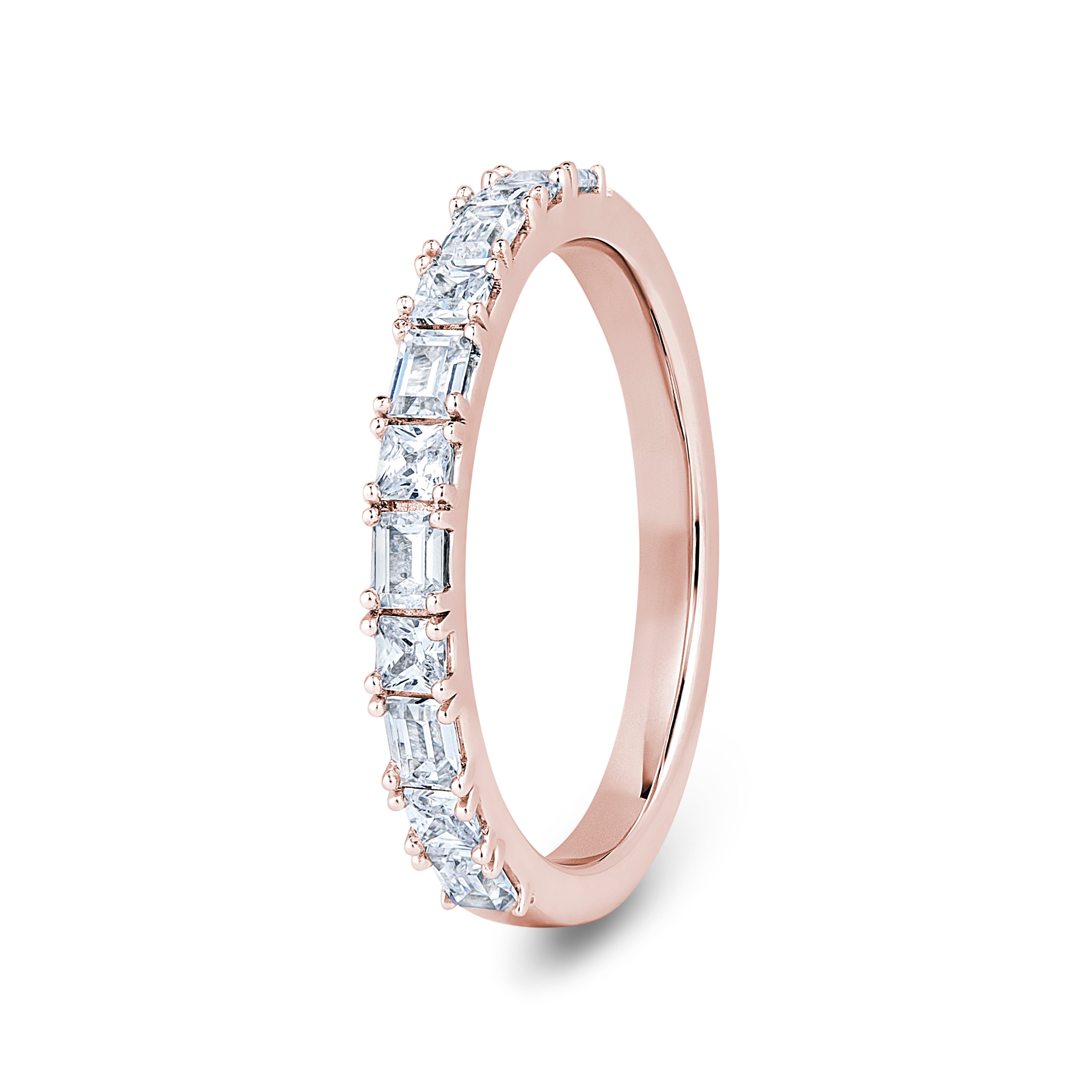 Princess & Baguette, 4 Prong, Rose Gold Half Set Eternity Ring
