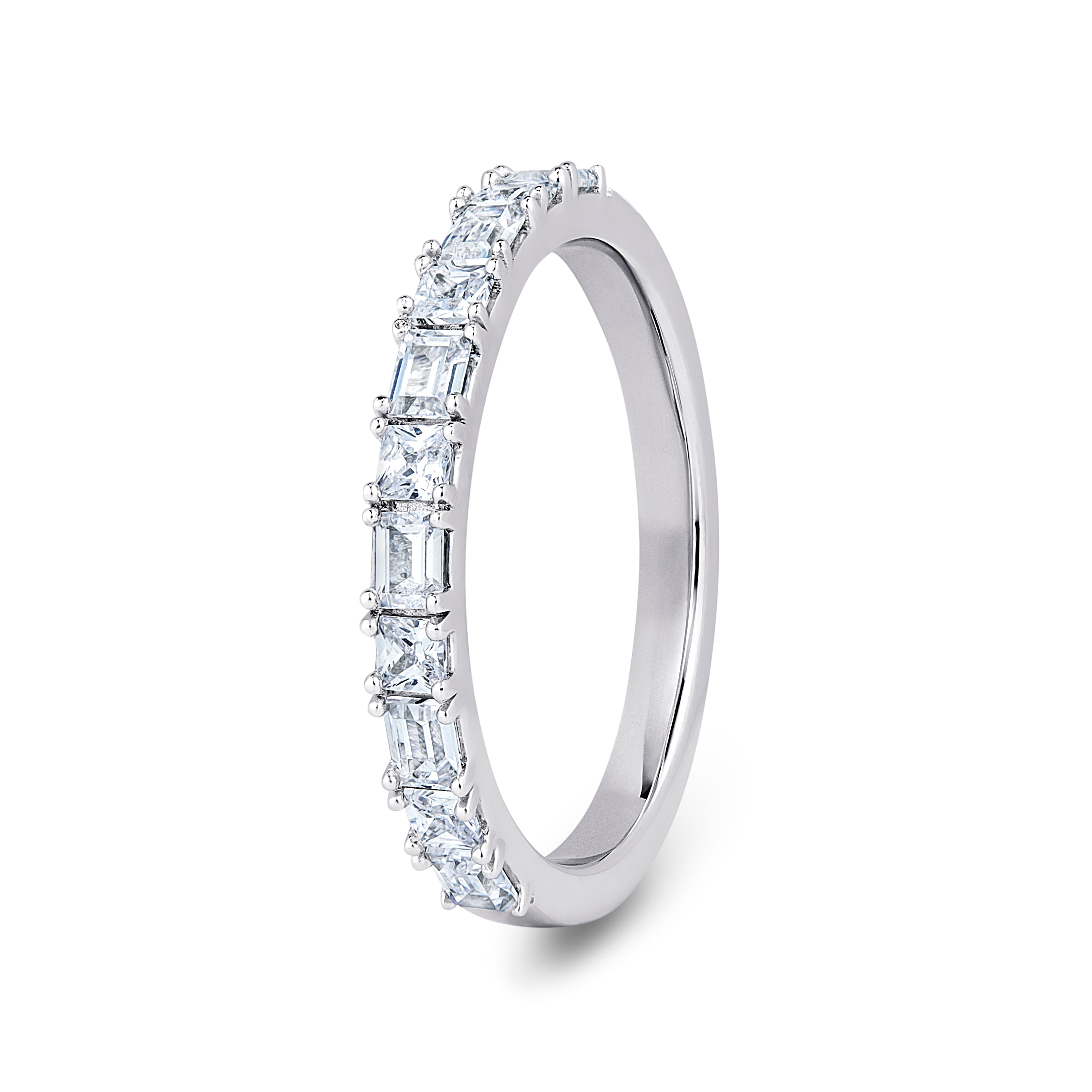 Princess & Baguette, 4 Prong, Platinum Half Set Eternity Ring