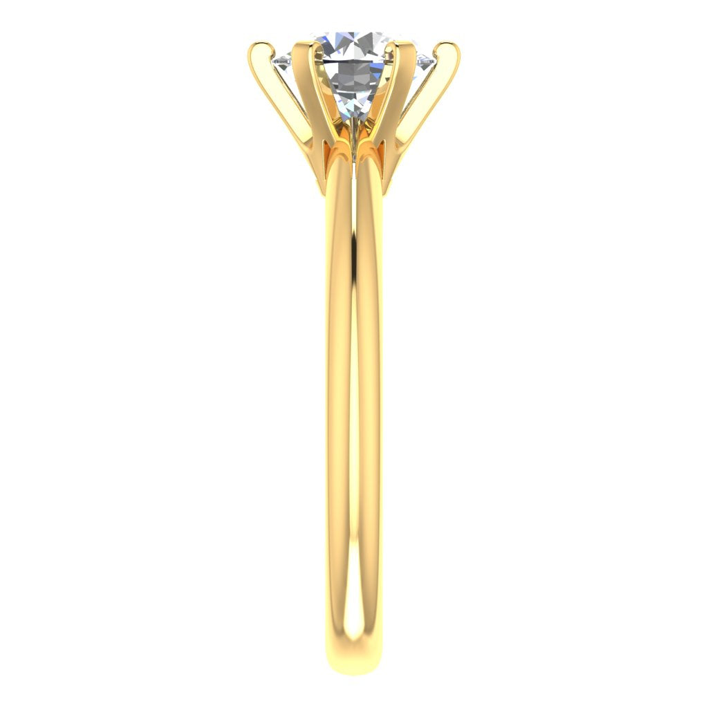 Round Solitaire Yellow Gold Ring, Open 6 Prong | LGR