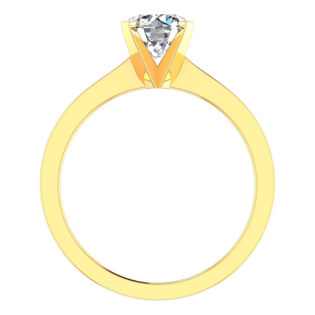Round Solitaire Yellow Gold Ring, Peghead 4 Prong | SMR