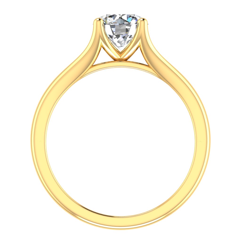 Round Solitaire Yellow Gold Ring, Split 4 Prong | SMR