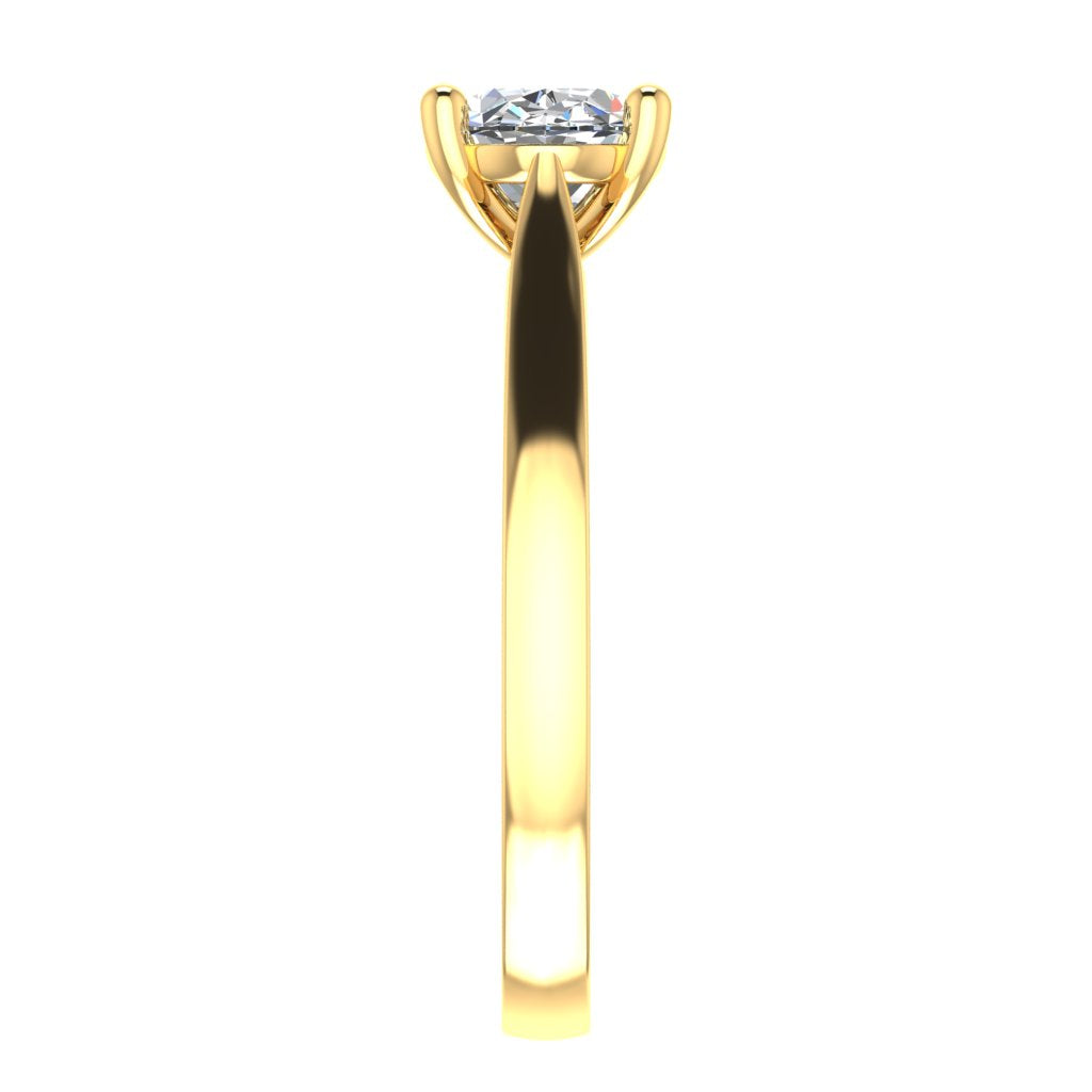 Oval Landscape Solitaire Yellow Gold Ring, Cathedral Basket | SMO