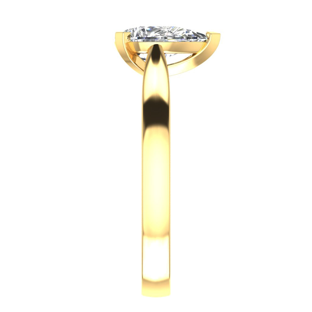 Pear Solitaire Yellow Gold Ring, Pinched Court Cathedral | SMA