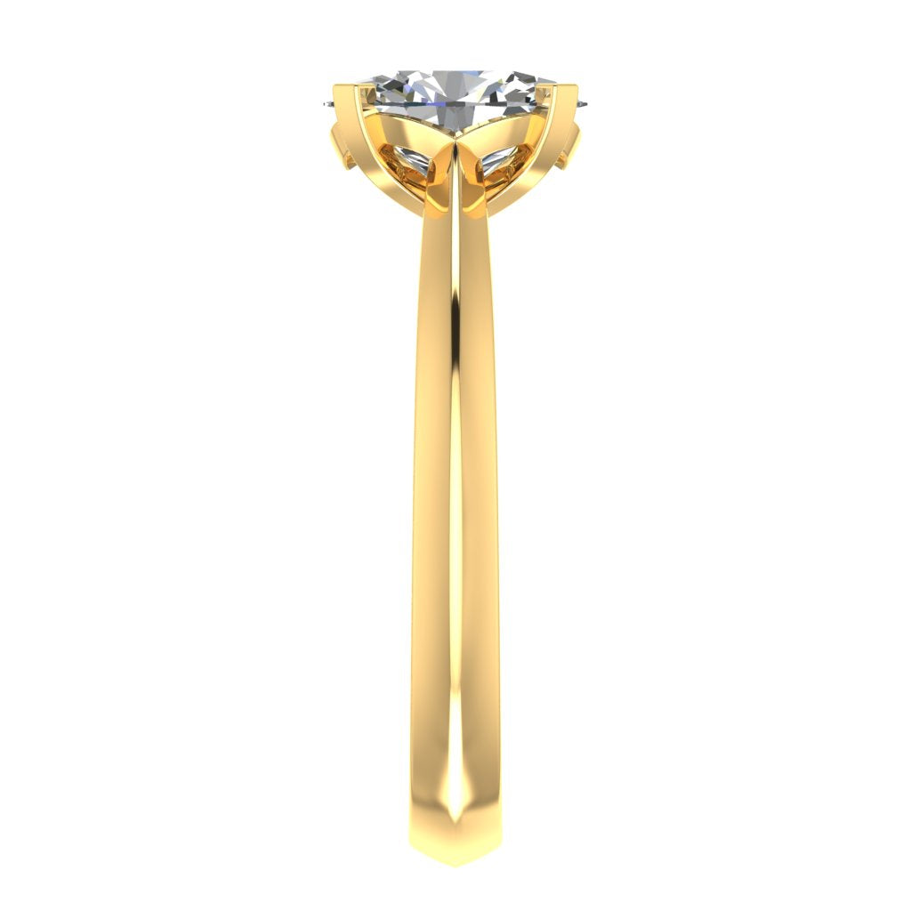 Oval Solitaire Yellow Gold Ring, Knife Edge Cathedral | SMO