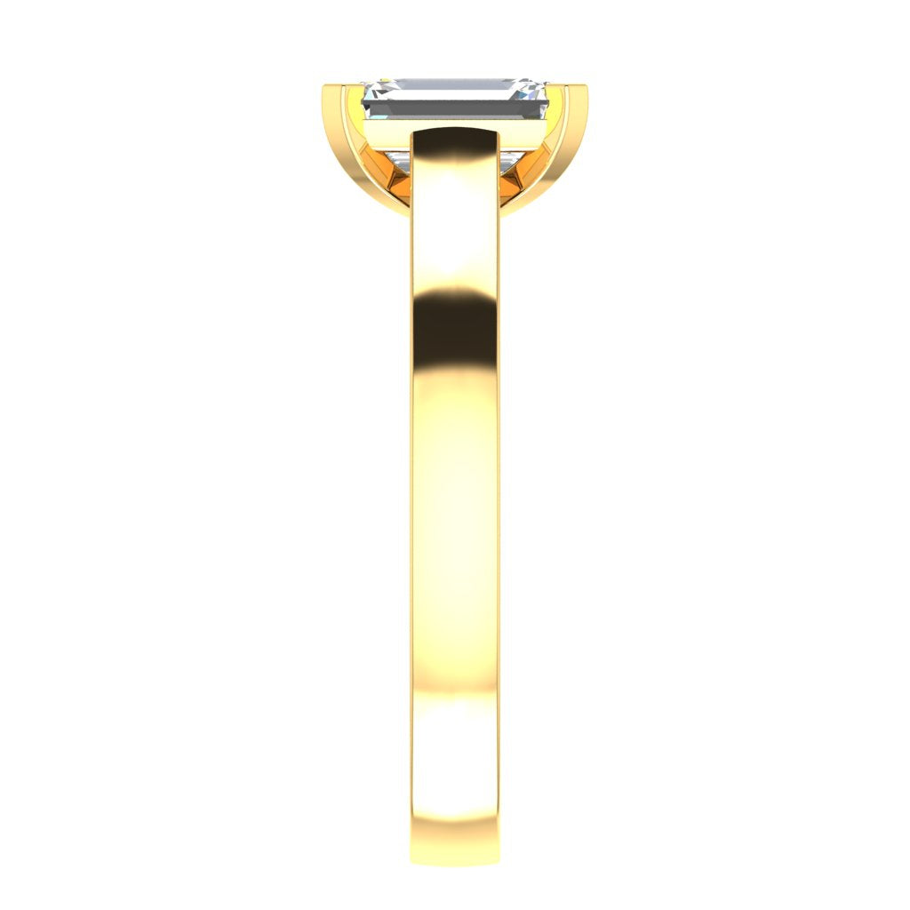 Emerald Solitaire Yellow Gold Ring, Cathedral Basket | SME