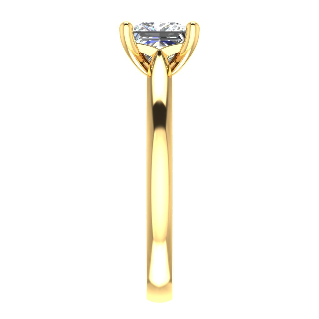 Princess Solitaire Yellow Gold Ring, Cathedral Basket | LGP