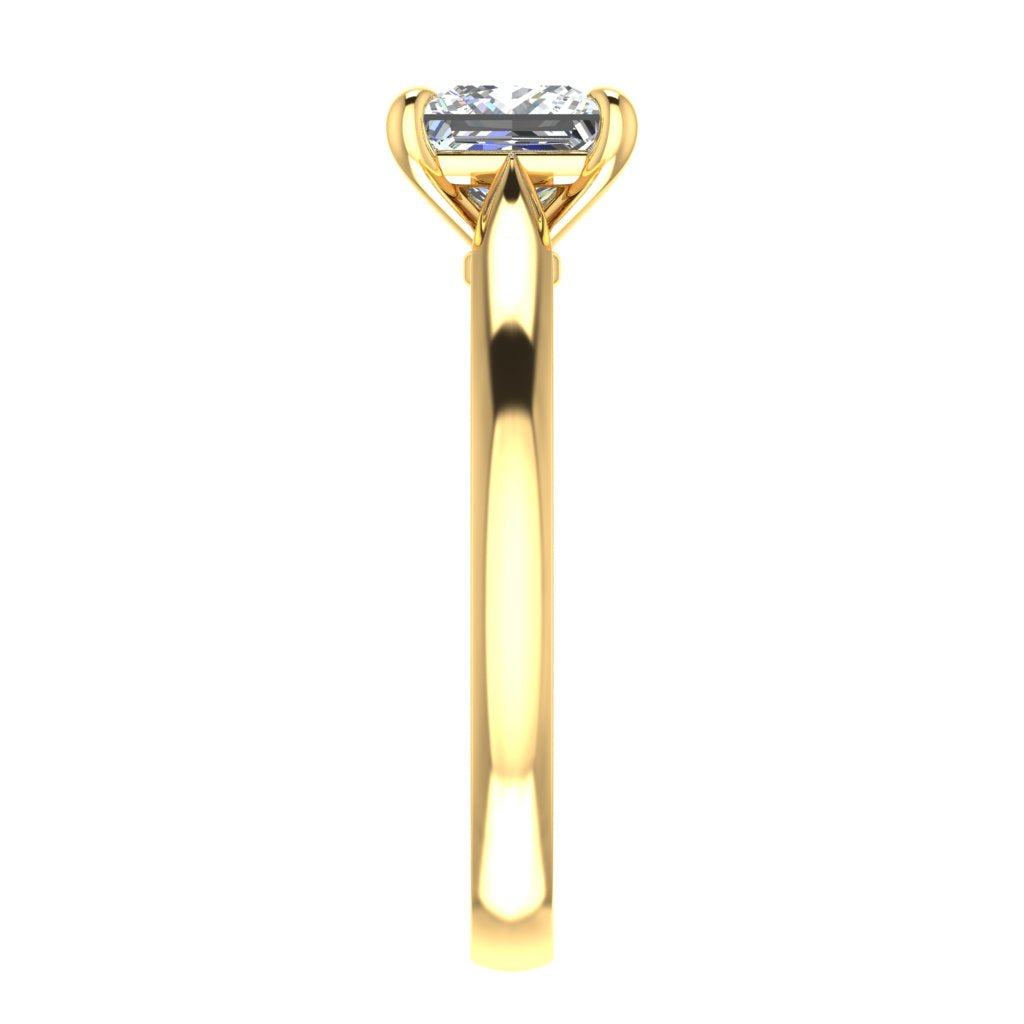 Princess Solitaire Yellow Gold Ring, Pinched Cathedral | LGP