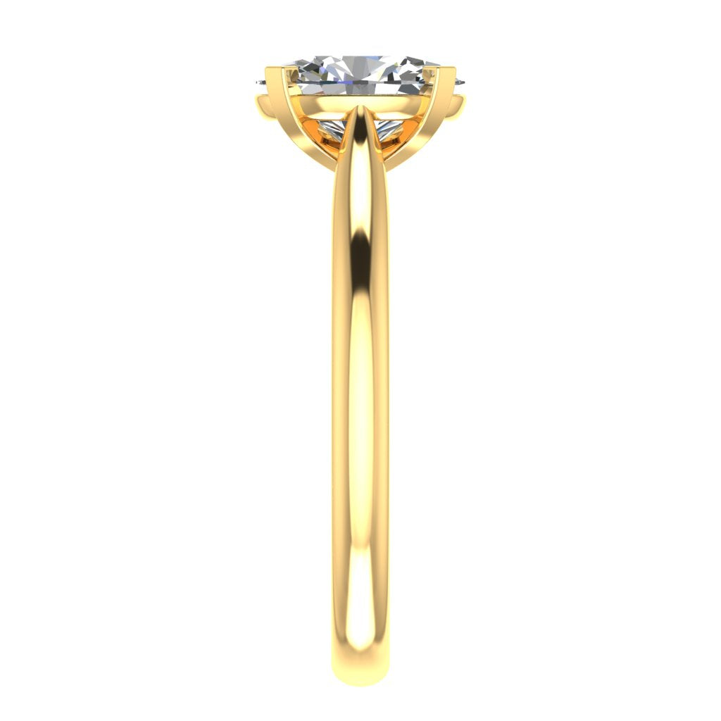Oval Diamond Yellow Gold Engagement Ring, Cathedral Gallery Bar Solitaire | LT1029-25