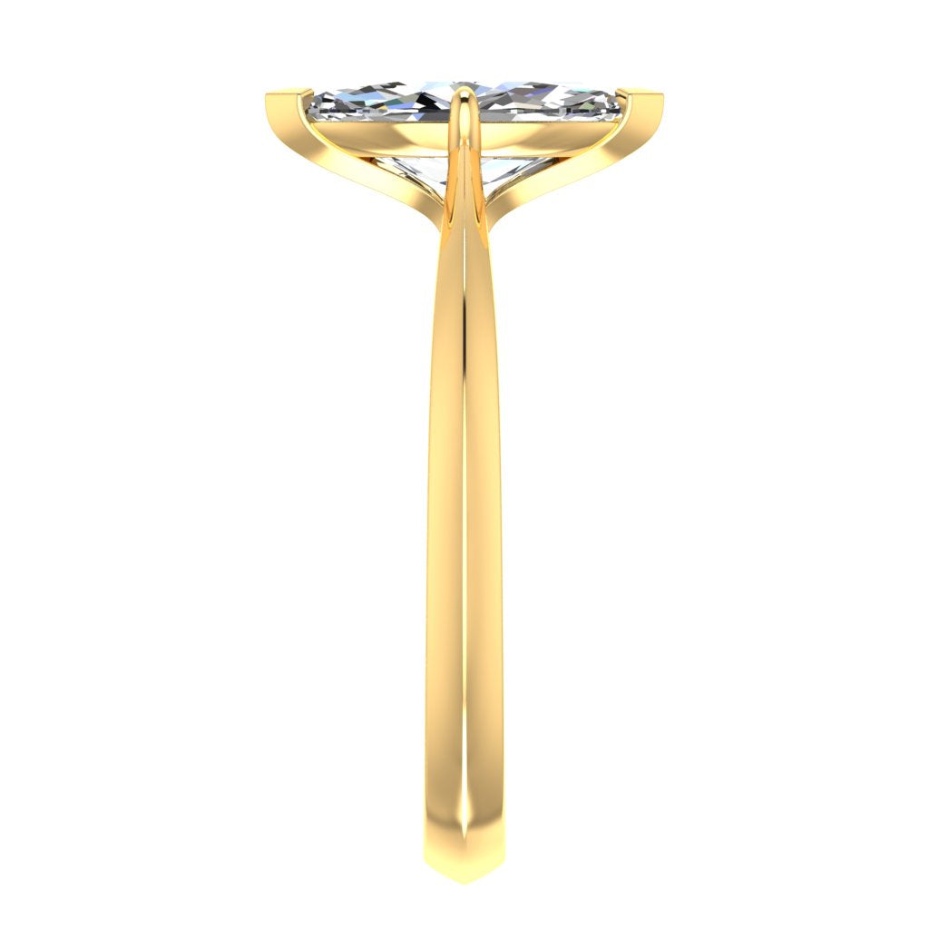 Marquise Solitaire Yellow Gold Ring, Knife Edge | SMM