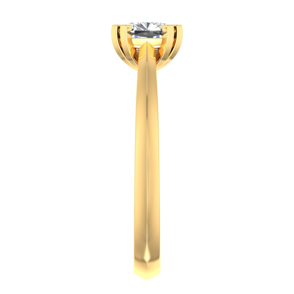 Cushion Solitaire Yellow Gold Ring, Knife Edge | LGC