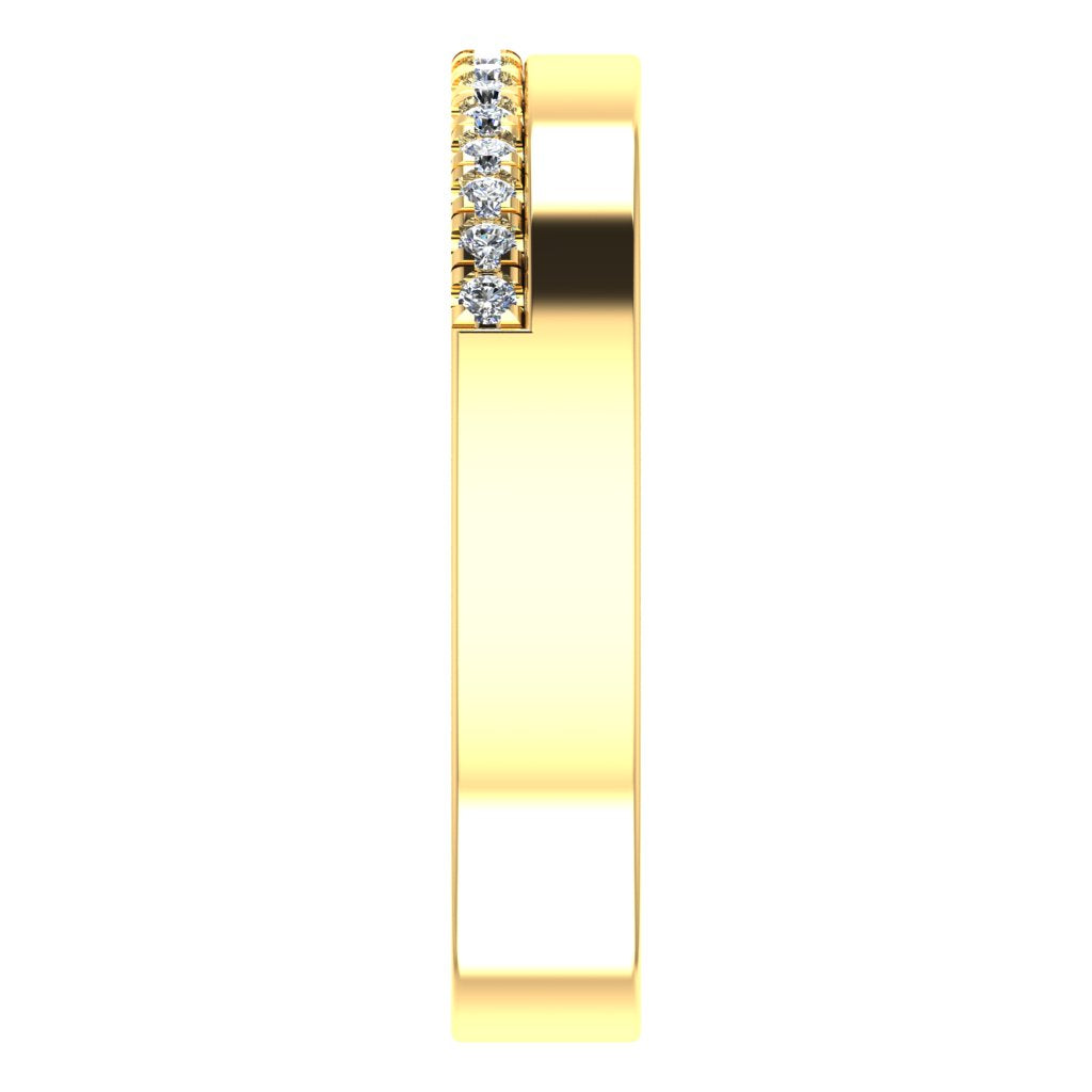 OFFSET ROUND DIAMOND CLAW SET BAND, MICRO SET, YELLOW GOLD