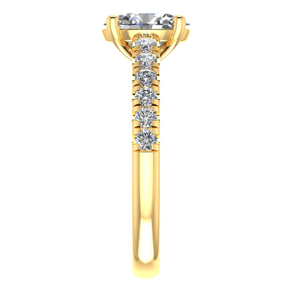 Oval Diamond Yellow Gold Ring, Micro Shoulder Set Straight | LGO RX6234
