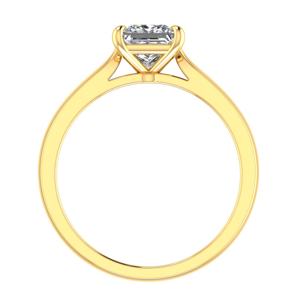 Princess Solitaire Yellow Gold Ring, Pinched Cathedral | LGP