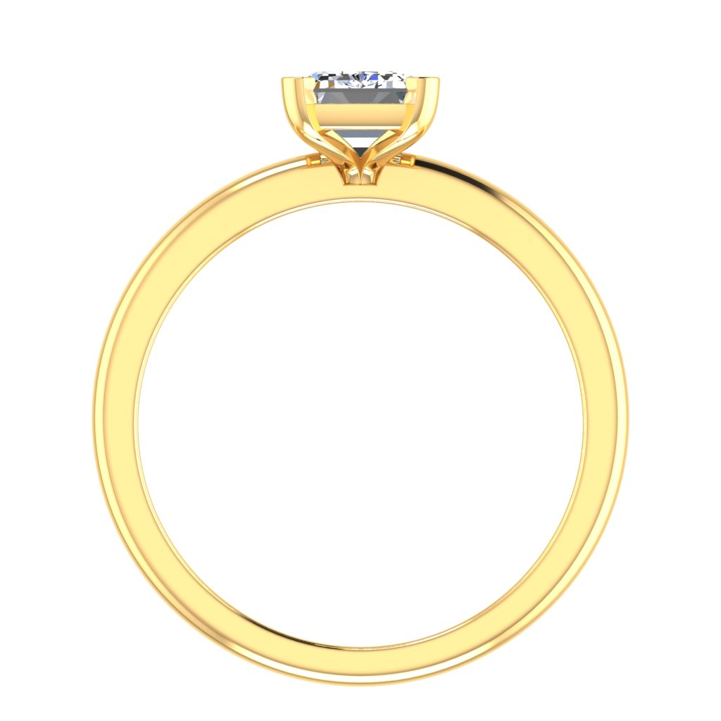 Emerald Solitaire Yellow Gold Ring, Squared Prong Basket | SME