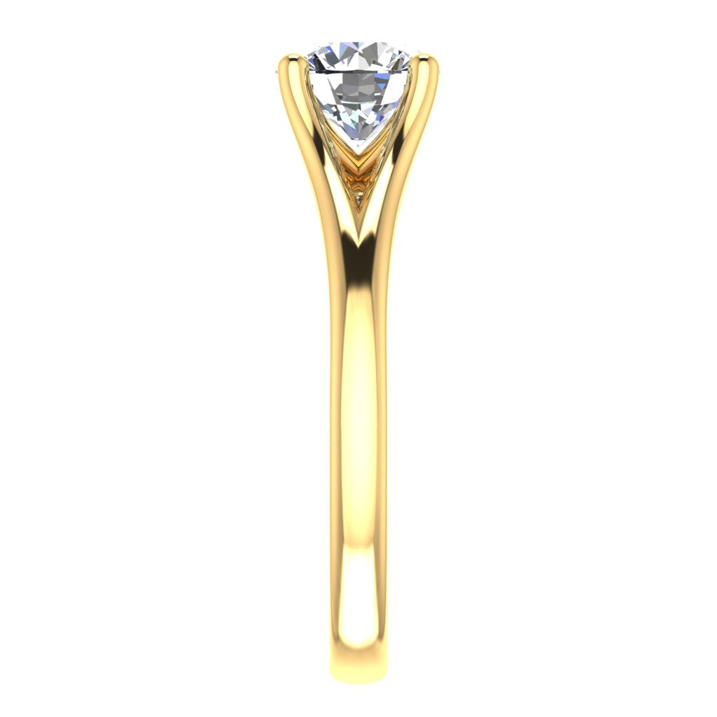 Round Solitaire Yellow Gold Ring, Split 4 Prong | SMR