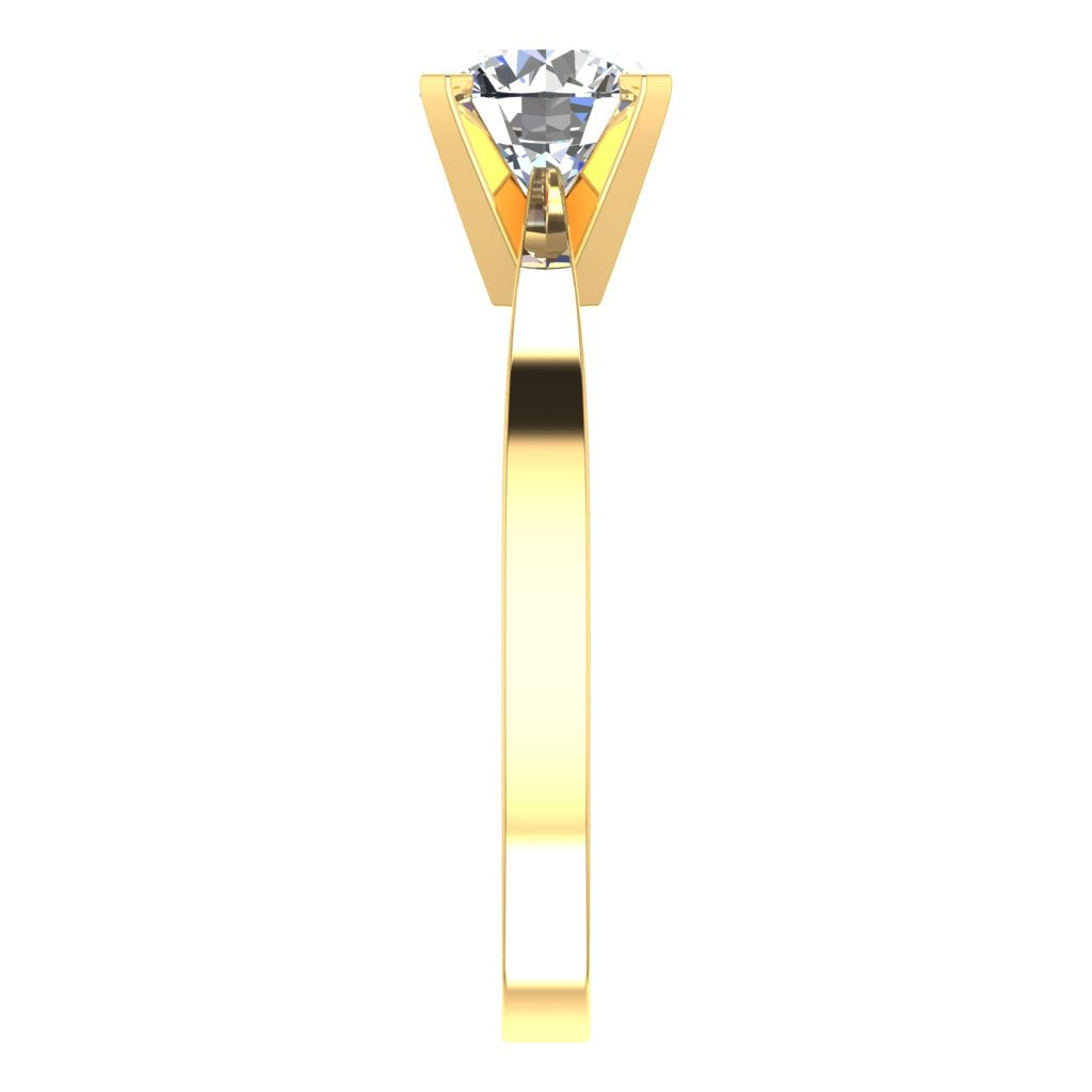 Round Solitaire Yellow Gold Ring, Peghead 4 Prong | SMR