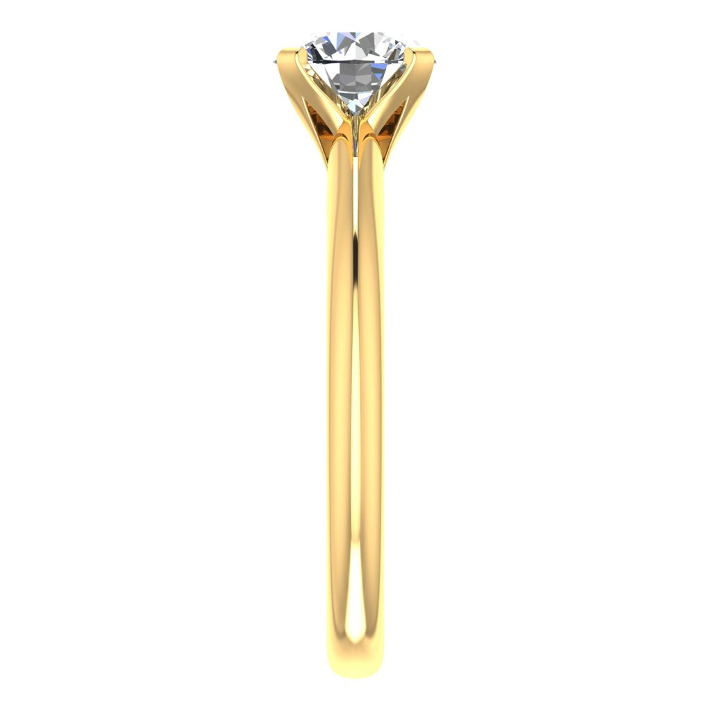 Round Solitaire Yellow Gold Ring, Raised 4 Prong | LGR