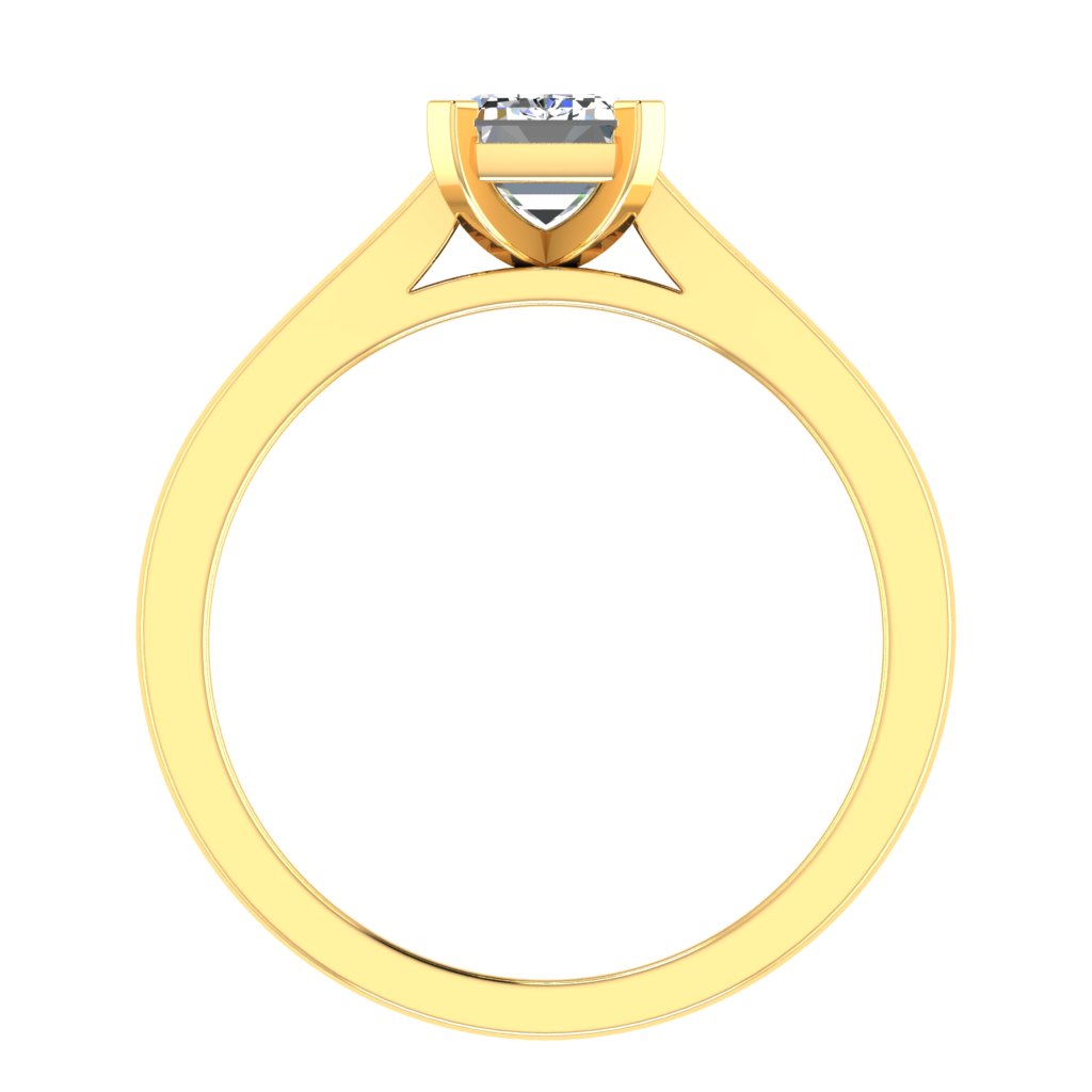 Emerald Solitaire Yellow Gold Ring, Cathedral Basket | SME