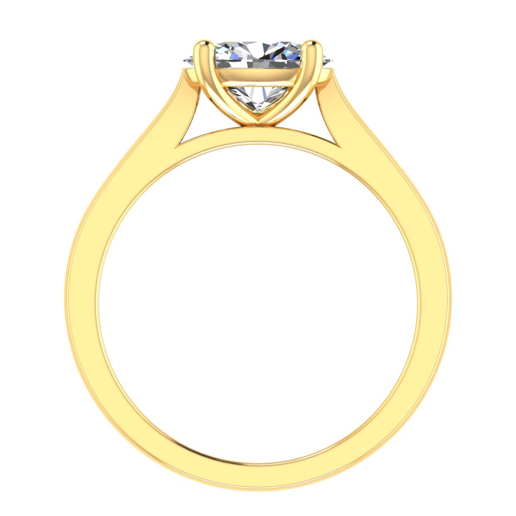 Oval Landscape Solitaire Yellow Gold Ring, Cathedral Basket | SMO
