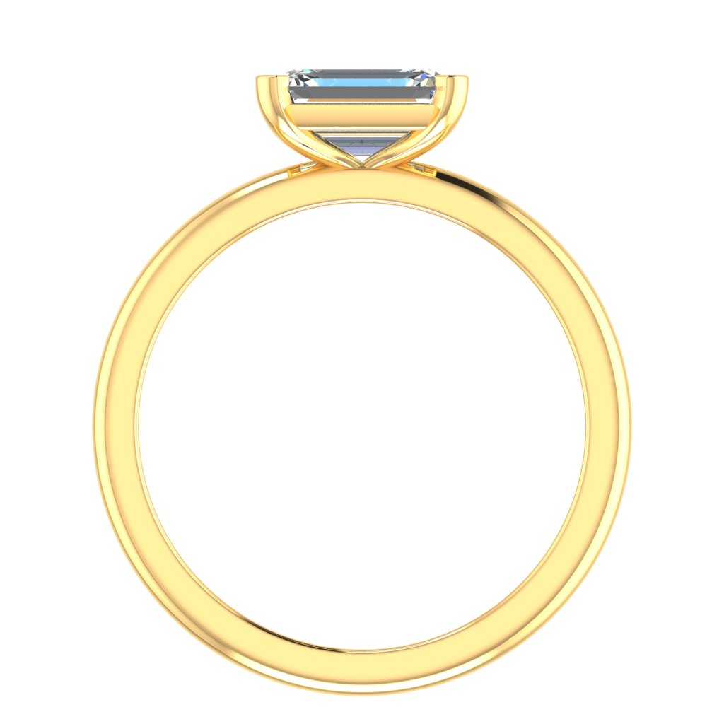 Emerald Landscape Solitaire Yellow Gold Ring, Floating Basket | SME