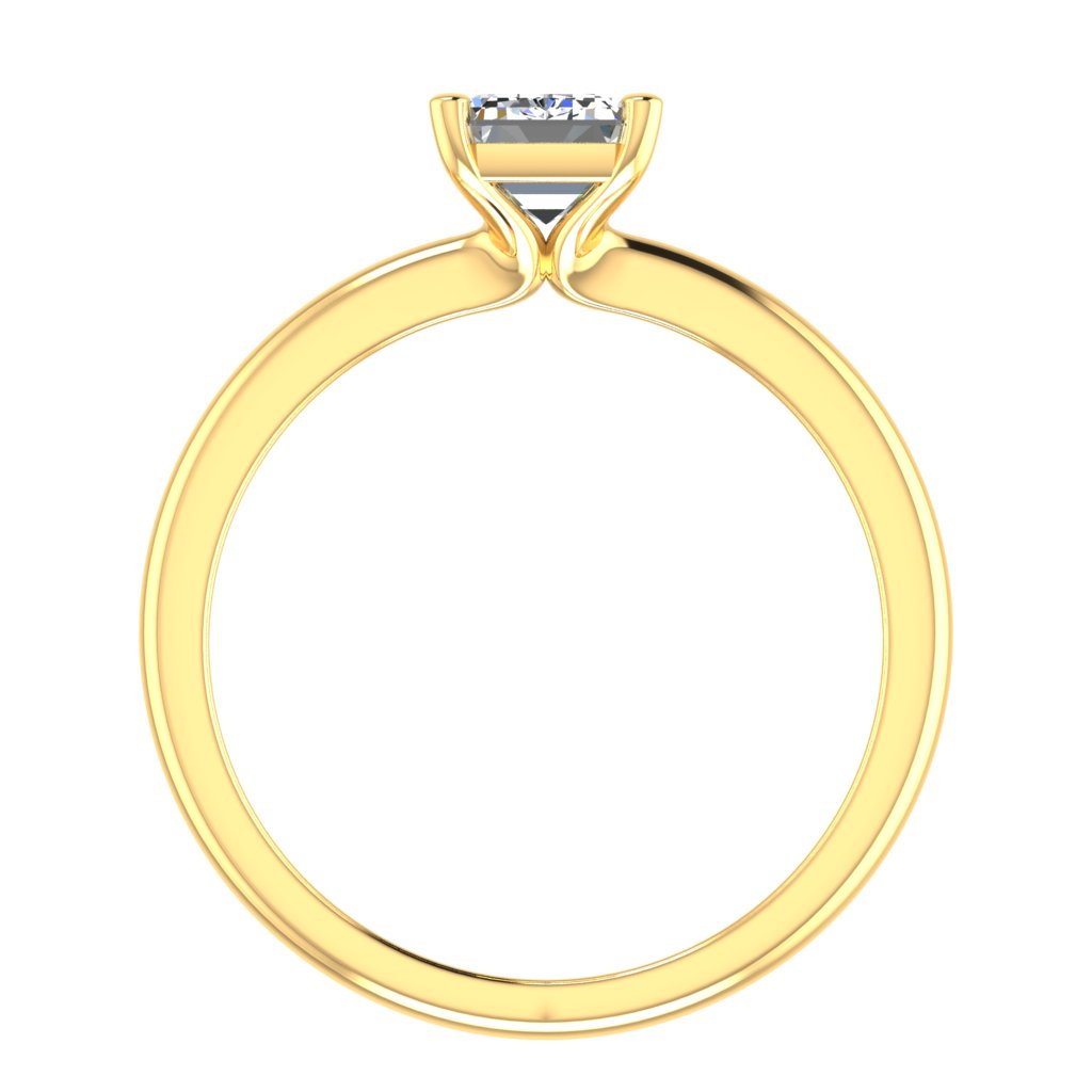 Emerald Solitaire Yellow Gold Ring, Floating Basket | SME