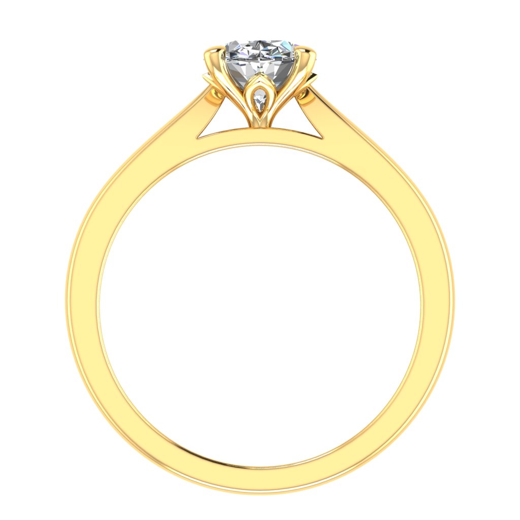 Oval Solitaire Yellow Gold Ring, Lotus Cathedral | LGO