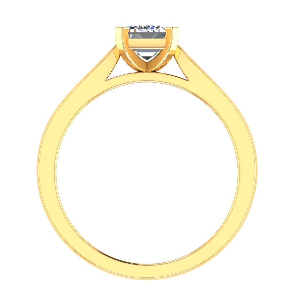 Emerald Solitaire Yellow Gold Ring, Pinched Cathedral | LGE